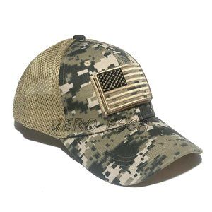 American Flag x Patch Unisex Desert Camo Strap Hat
